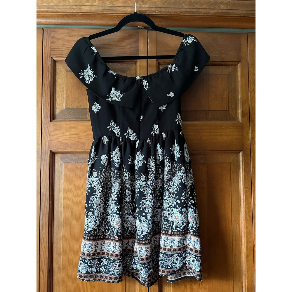 Abercrombie & Fitch Women's Off the Shoulder Floral Mini Dress Black Size XS - Picture 10 of 11